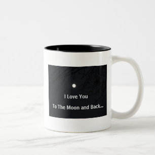 2 Couleurs Je t'aime dans la lune et la tasse arrière de