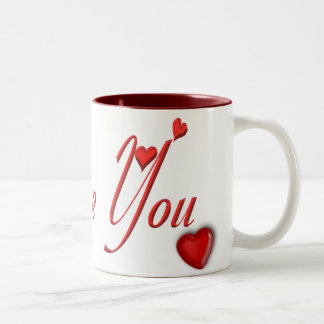 2 Couleurs Je t'aime tasse avec des coeurs
