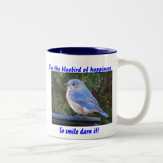 2 Couleurs JJ- oiseau bleu de tasse de bonheur (Droit)