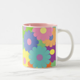 2 Couleurs Joli pop art design floral tasse à café