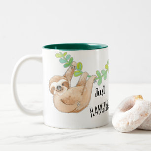 2 Couleurs Juste tasse de café accrochante de paresse