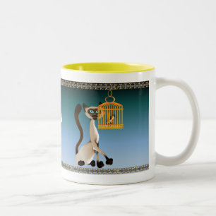 2 Couleurs Kitty et tasse d'oiseau