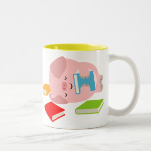 2 Couleurs La petite tasse d'amoureux des livres (porc mignon