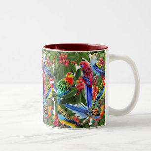 2 Couleurs L'Australien Rosella Parrots la tasse