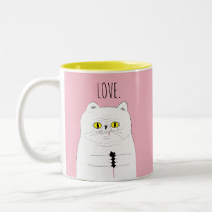 2 Couleurs Le chat avec la souris rougissent tasse rose
