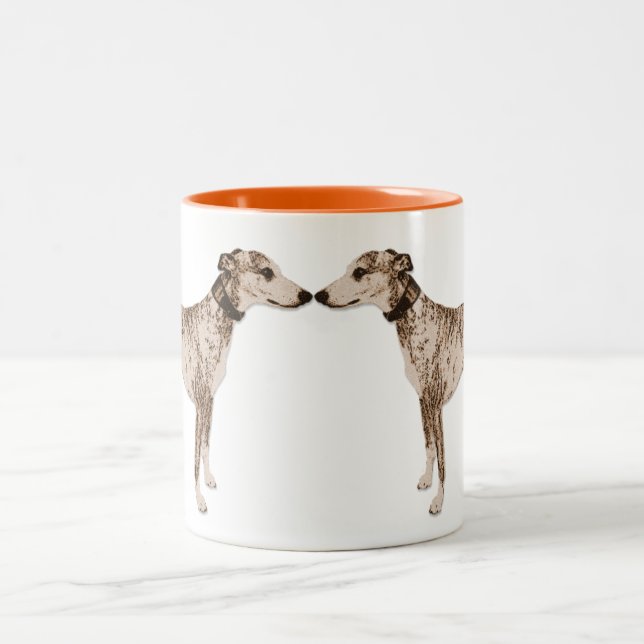 2 Couleurs Le whippet embrasse la tasse (Centre)