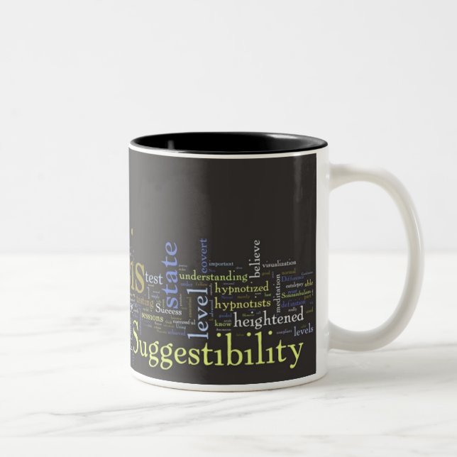 2 Couleurs L'hypnose fonctionne la tasse d'art de mot (Droit)