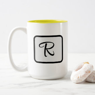 2 Couleurs Logo de monogramme de lettre initiale Tasse à café