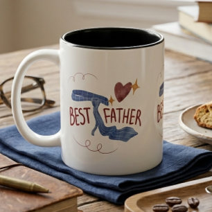 2 Couleurs Meilleur Père 2025 Tasse Cœur et Cravate Mignons