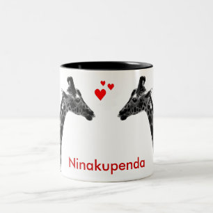 2 Couleurs Ninakupenda "je t'aime" tasse de girafe