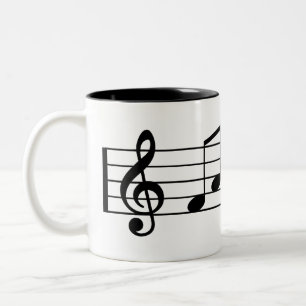 2 Couleurs Notes ouvrières de musique de tasse de café de