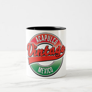 2 Couleurs Oaxaca mexique logo vintage. Tasse à café bicolore