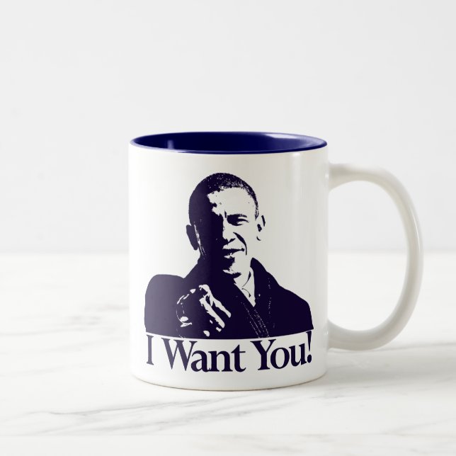 2 Couleurs Obama I vous veulent ! Tasse (Droit)