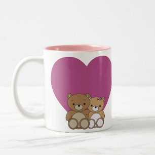 2 Couleurs Ours mignons avec la tasse de coeur d'amour