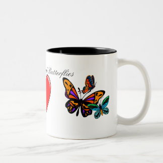2 Couleurs Paix, amour, et tasse de papillons