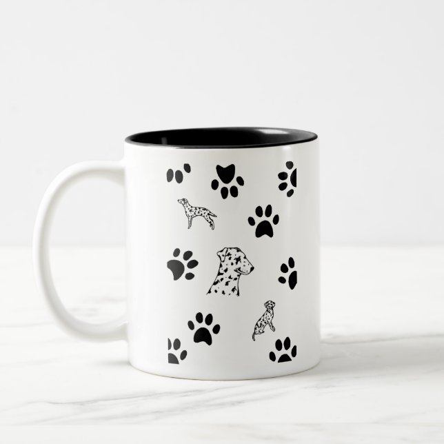 2 Couleurs Pâtes de chiot Dalmation Tone deux tones tasse de  (Gauche)