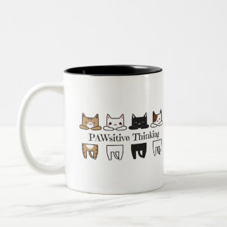 2 Couleurs PAWsitive pensant - tasse de meme de chat