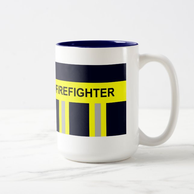 2 Couleurs Pompier Symbole Uniforme bleu Bibiche Tasse (Droit)
