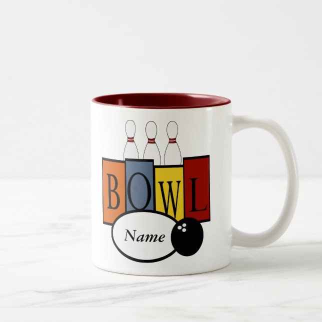 2 Couleurs Rétro cadeau personnalisé de tasse de bowling (Droit)