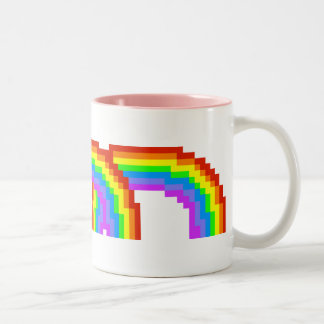 2 Couleurs Rétro tasse d'arc-en-ciel d'art de pixel