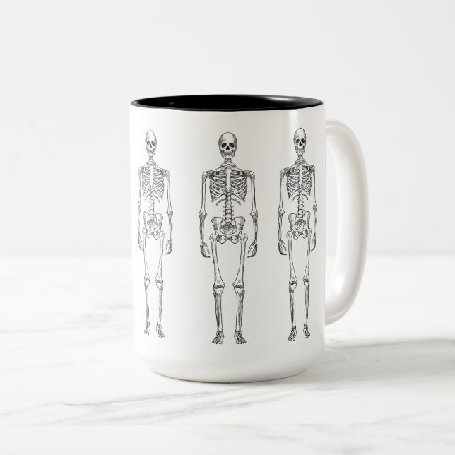 2 Couleurs Squelette vintage de hippie tasse à deux tons de (Devant droit)