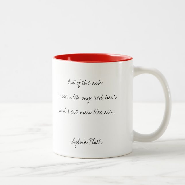 2 Couleurs Sylvia Plath, tasse manuscrite de citation de (Droit)