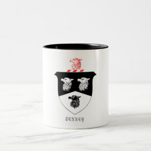 2 Couleurs tasse 11 0z avec la crête de famille de Tenney
