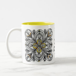 2 Couleurs Tasse à café abstraite avec citation personnalisée