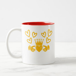 2 Couleurs Tasse à café avec anneau Claddagh en or