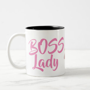 2 Couleurs Tasse à café avec "Boss Lady Mug" - Police Rose -
