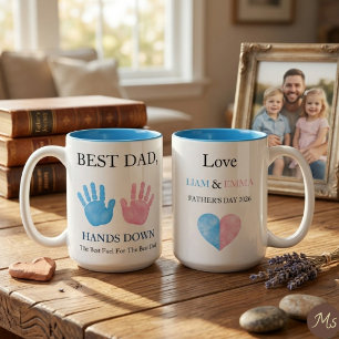 2 Couleurs Tasse à café avec empreinte de main d'enfant 'Meil
