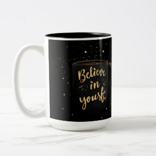 2 Couleurs Tasse à café avec paillettes dorées "Croyez en vou