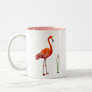 2 Couleurs Tasse à café bicolore Flamant rose et monogramme
