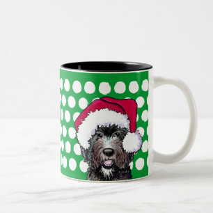 2 Couleurs Tasse à café bicolore KiniArt Black Doodle Santa