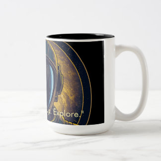 2 Couleurs Tasse à café circulaire vectorielle astronaute Gal
