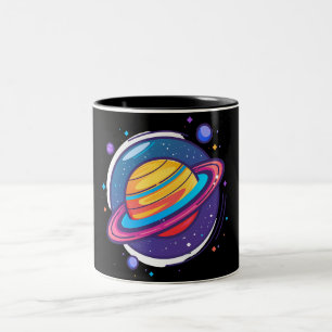 2 Couleurs Tasse à café de la planète Saturne – Design cosmiq