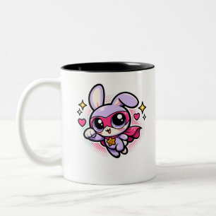 2 Couleurs Tasse à café de lapin super-héros mignon Kawaii 