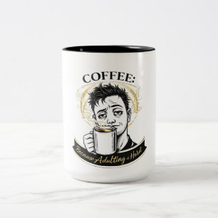 2 Couleurs Tasse à café « Devenir adulte est dur » Humour a