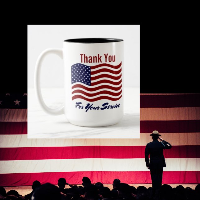 2 Couleurs Tasse à café Drapeau Américain Merci (Créateur téléchargé)