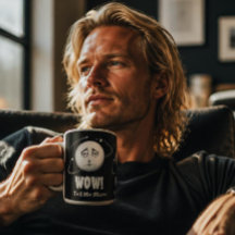 Tasse à café drôle visage de lune "Wow"