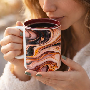 2 Couleurs Tasse à café en marbre rose et or de luxe – Élégan