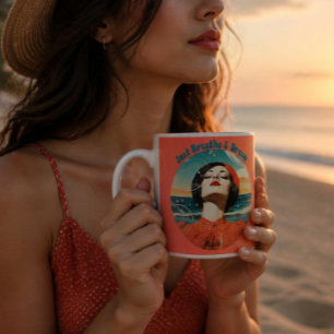 2 Couleurs Tasse à café orange rétro Just Breathe & Dream