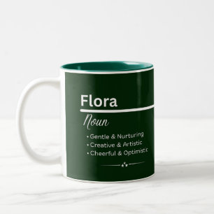 2 Couleurs Tasse à café personnalisée avec le nom Flora