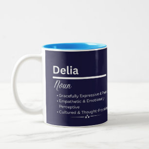 2 Couleurs Tasse à café personnalisée avec le prénom Delia et