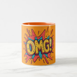2 Couleurs Tasse à café Pop Art « OMG ! » Bande dessinée rétr