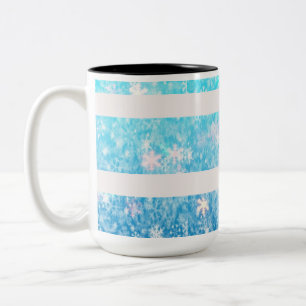2 Couleurs Tasse à café rayée de neige scintillante