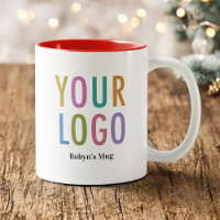 Tasse à café rouge intérieur avec logo et nom de l