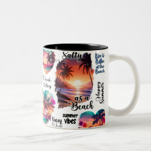 2 Couleurs Tasse à café Salty Sandy Happy Tropical Sunset