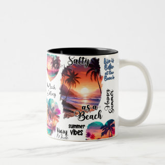 2 Couleurs Tasse à café Salty Sandy Happy Tropical Sunset