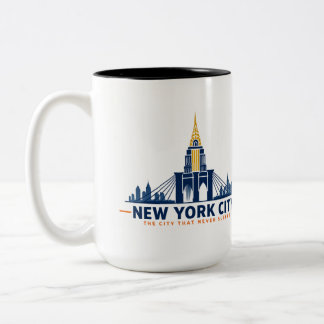 2 Couleurs Tasse à café vintage sur la skyline de New York Ci